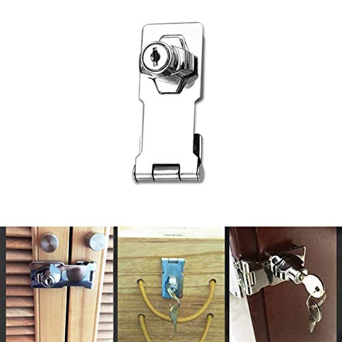 SAUTOP Keyed Hasp Locks - 2 PCS Zinc Alloy Silver Twist Knob Keyed Locking Hasp for Door,Cabinet,Desk,Warehouse,Stock Chrome Plated Hasp Lock Catch Latch with Screws