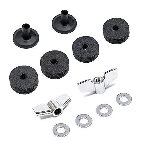 （12 Pieces）Cymbal Replacement Accessories Cymbal Felts Hi-Hat Clutch Felt Hi Hat Cup Felt Cymbal Sleeves with Base Wing Nuts and Cymbal Washer