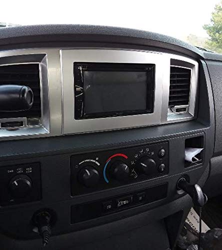 Silver Double Din Dash Install Kit w/Wiring Harness Radio Stereo Compatible with Dodge Ram