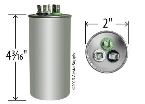 Aerovox Replacement - 30 + 3 uf/Mfd 370/440 VAC AmRad Round Dual Universal Capacitor, Made in The U.S.A.