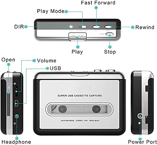 Portable Cassette Player,Digital Capture Cassette Tape to MP3 CD Converter Via USB,Compatible with Laptop and PC Player-2