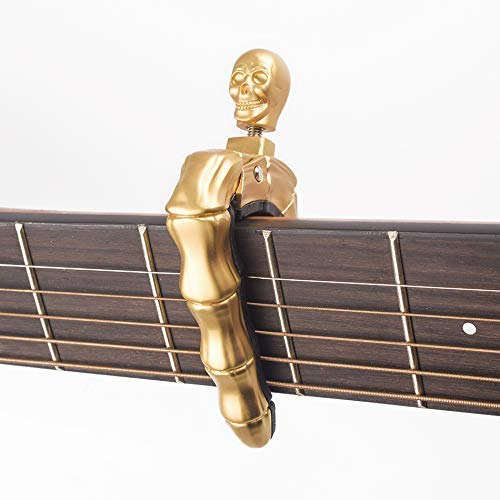 YUEKO Guitar Capo Skull Knob Design Universal 4 5 6 12 Strings Instrument Capos for Electric Classical Acoustic Guitar Bass Ukulele Mandolin Banjo and More(Bronze) bronze