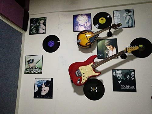 Luckyaa Guitar Wall Mount Hanger for Acoustic/Electric/Classical Guitar, Ukulele, Banjo and Mandolin Bracket Slat Wall Horizontal Guitar Holder Bass Stand Rack Hook