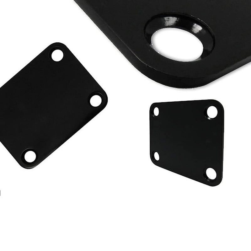 2 Pack Electric Guitar Neck Plate with Crews, Metal Guitar Neck Plate for Replacement Electric Guitar Part, Strat Tele Style Guitar Cigar Box Guitar Parts Repair Replace(Black) Black
