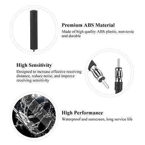 Car Radio Antenna, Kennso Universal Car FM AM Antenna Amplifier Black ANT-309 Car Radio Antenna Patch Aerial Windscreen Mount 85-112MHZ 5M Cable