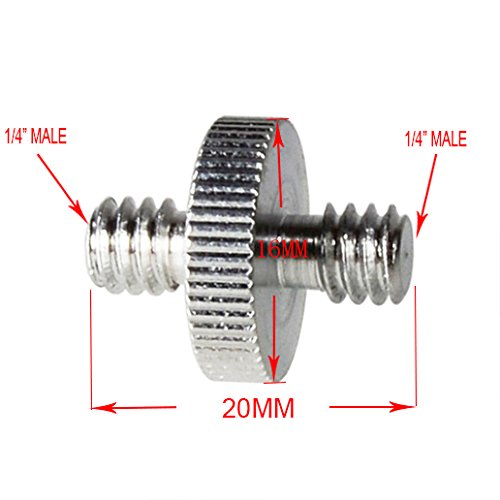Foto&Tech 5 Pieces 1/4" Male to 1/4" Male Threaded Screw Adapter Compatible with Camera Cage/Shoulder Rig/Tripod/Socket Studio/Lighting Equipment/LED Panel/GoPro 1/4" to 1/4" Metal