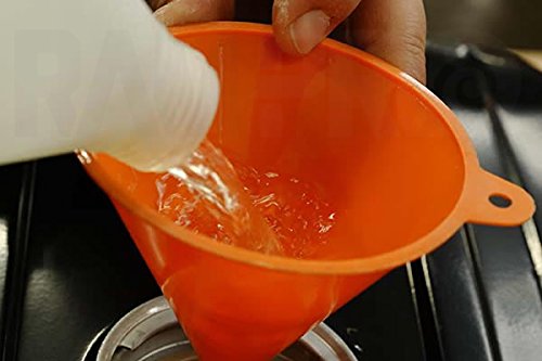 RAM-PRO 4-Piece All Purpose Wide-Mouth Bright Orange Plastic Funnel Set for Quick and Clean Transferring Liquids, Dry Goods, Between Pitchers, Bottles, Cans and Containers