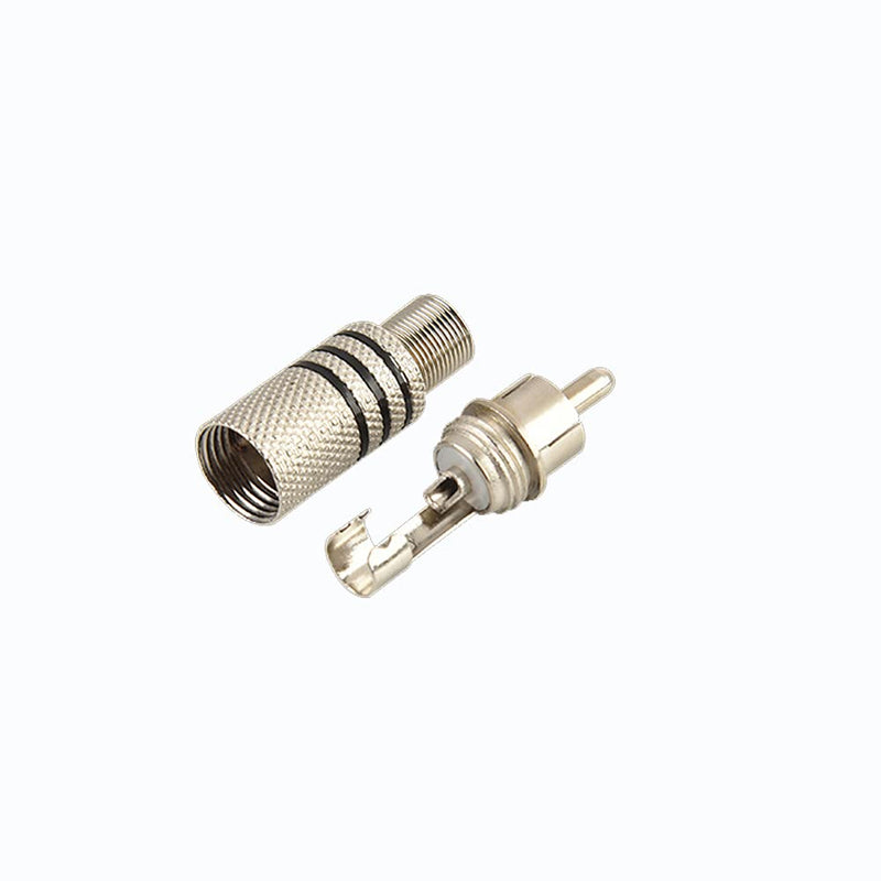 rgzhihuifz RCA Stereo Connector Plug with Spring Coax Audio Solderless Silver Plated Adapter for Repair Speaker Cables（8 Pack ）