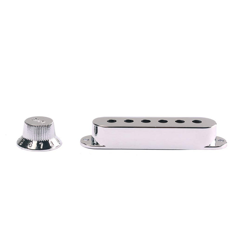 Alnicov 48/50/52mm Pickup Covers with 5 Way Switch Tip Cap for Strat Guitar Replacement, Chrome