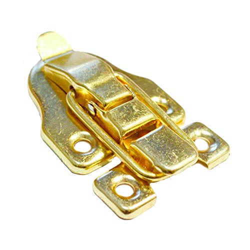 5 PCS Antique Brass Latch Hasps Decorative Copper Vintage Locks with Screws for Jewelry Case Wooden Boxes Gold (Length:2-3/8", Width:1-5/8")