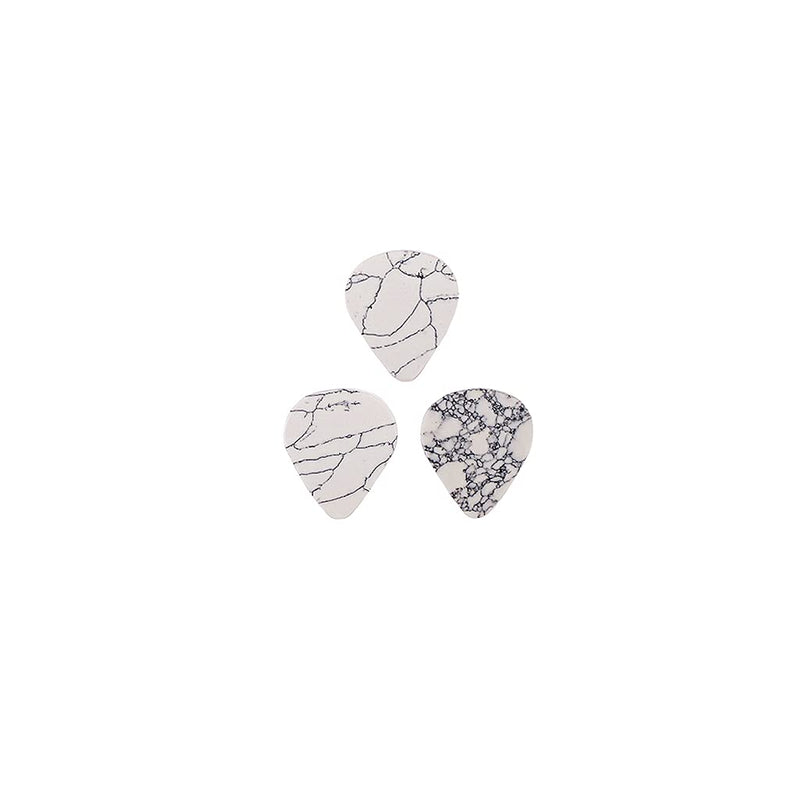 Alnicov 3Pcs Guitar Picks,Natural Stone Picks for Bass Guitar Ukulele,Crack White