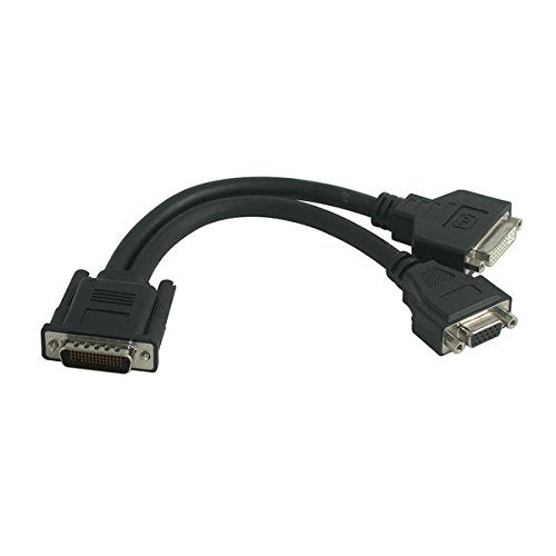 C2G 38066 One LFH-59 (DMS-59) Male to One DVI-I Female and One VGA Female Cable, Black (9 Inch) Male to DVI and VGA Cable