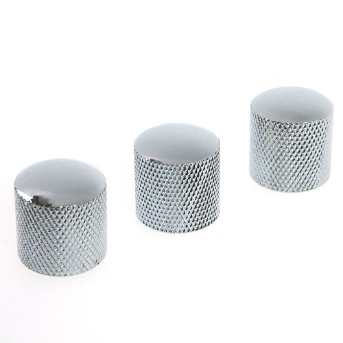 Andoer 3PCS Guitar Knobs Chromed Metal Dome Knurled Barrel for Electric Guitar Parts (Silver) Silver