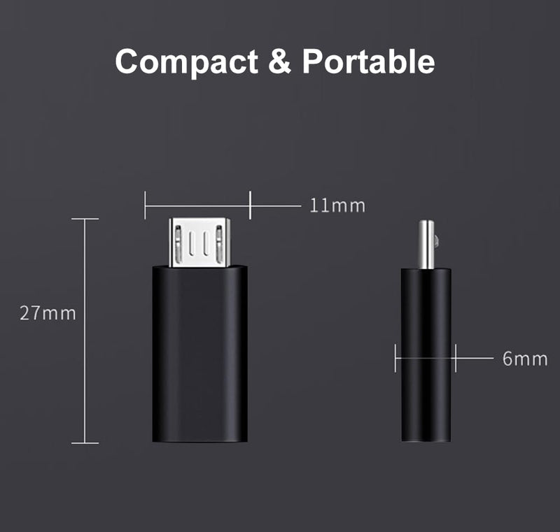 USB C to Micro USB Adapter, USB Type C Female to Micro USB Male Adapter Compatible with Samsung Galaxy S7/S6/S5/S4/S3, Note 5/4/3, Android Phones, Tablets and Other microUSB Devices (Black) Black