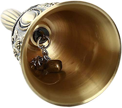 NIDEZHI Hand Bell Call Bell Brass Wedding Bell Dinner Bell Antique Floar Classroom Bell (Bronze) Bronze