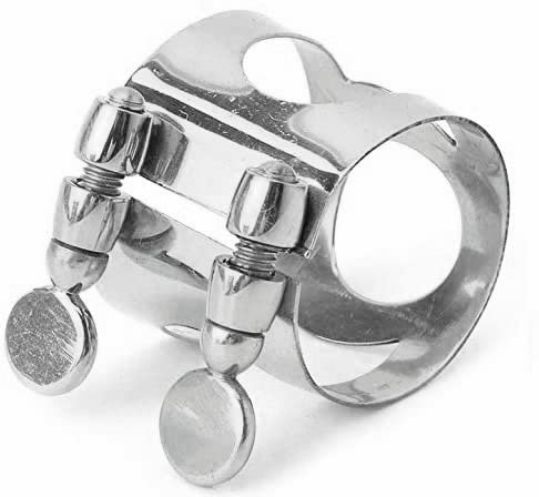 Jiayouy Alto Sax Mouthpiece Ligature Double Screws Ligature Silver Plated