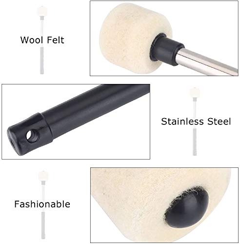 [AUSTRALIA] - Jiayouy A Pair of Bass Drum Mallets Timpani Mallet Felt Mallets Sticks with Stainless Steel Handle Percussion Marching Band Accessory Length 320cm/12.6Inch 