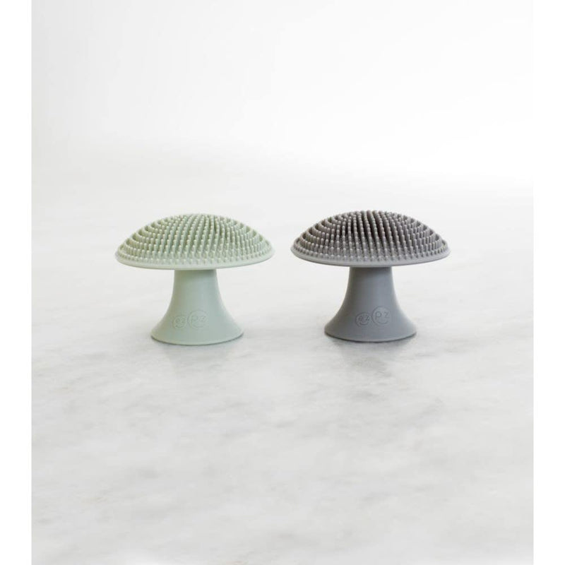 ezpz Mushroom Sponge (Gray) - 100% Silicone Reusable Durable Long-Lasting Hypo-Allergenic Sponge with Suction Base for Cleaning Dishes, Cookware and Feeding Accessories Gray