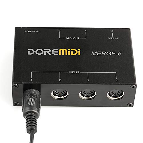CAMOLA MIDI MERGE-5 Box USB MIDI Merge Box 5-IN 2-OUT MIDI Interface Converter Adapter