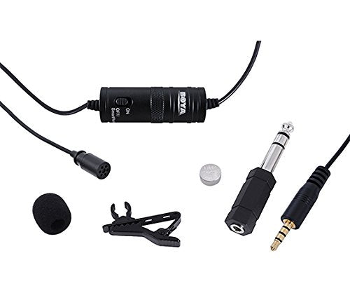 Boya Lavalier Lapel Clip-on Omnidirectional Condenser Microphone-20ft Audio Cable- for DSLRs Camcorders Video Cameras and Iphone Smart Phone, Iphone 6 BY-M1