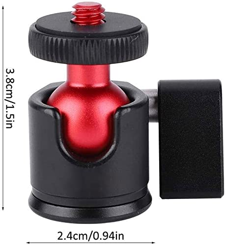 Tripod Head, Mini Ball Head Camera Mount, Aluminum Alloy Metal Ball Head, 360 Degree Camera Mount, 1/4" Screw Mount for DSLR Camera Fill Light