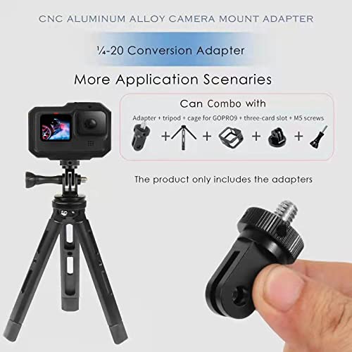 [AUSTRALIA] - Tripod Mount Adapter,Aluminum Camera Mount Adapter ,¼-20 Conversion Adapter for Tripod Adapter Mount ,Compatible with GoPro Hero Sony Sjcam Action Camera and Other Standard 1/4 inch Accessories black + silver 