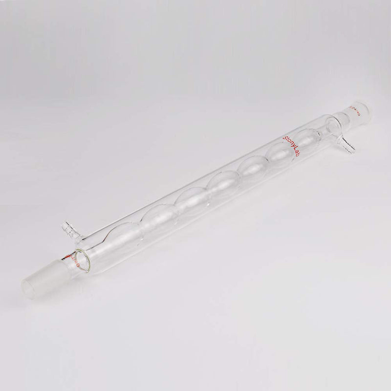 StonyLab Borosilicate Glass Allihn Condenser with 24/40 Joint 400mm Jacket Length Lab Glass Condenser 400 mm