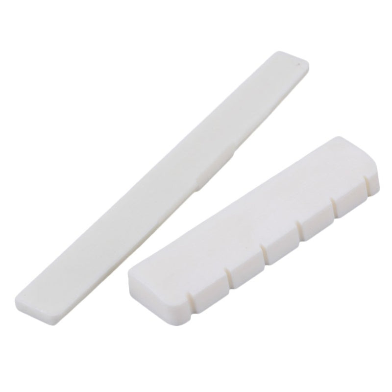 BQLZR White Buffalo Bone Bridge Saddle and 50mm Slotted Nut Set for Classical Guitar