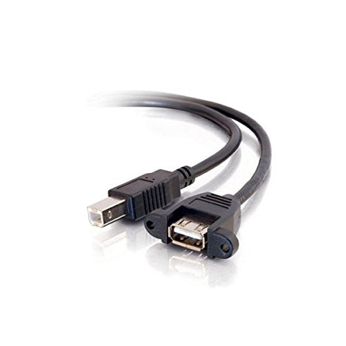 C2G USB Cable, USB Panel Mount, USB 2.0 Cable, USB B to B Cable, 6 Inches, Black, Cables to Go 28065 0.5 Feet USB A Female to B Male