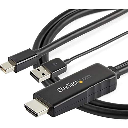 StarTech.com 3ft (1m) HDMI to Mini DisplayPort Cable 4K 30Hz - Active HDMI to mDP Adapter Converter Cable with Audio - USB Powered - Mac & Windows - Male to Male Video Adapter Cable (HD2MDPMM1M)