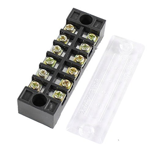 RilexAwhile Bluesky 600V 15A 5 Pcs 2 Rows 6 Positions Covered Screw Terminal Barrier Strip with Removable Clear Plastic Insulating Cover