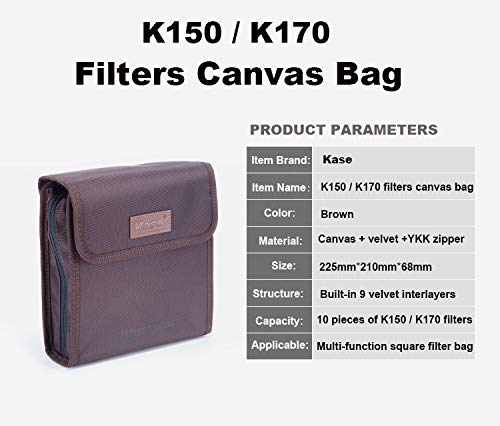 Kase K150/K170 150mm/170mm/190mm Filter Storage Bag fits Holder & 10 Filters 150 170 190 Wallet/Case/Pouch