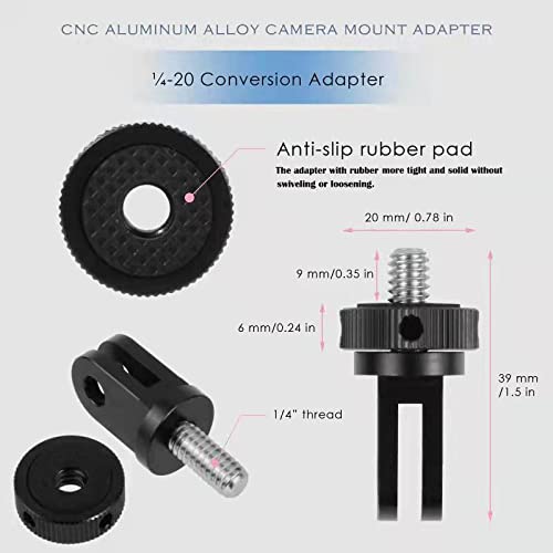 [AUSTRALIA] - Tripod Mount Adapter,Aluminum Camera Mount Adapter ,¼-20 Conversion Adapter for Tripod Adapter Mount ,Compatible with GoPro Hero Sony Sjcam Action Camera and Other Standard 1/4 inch Accessories black + silver 