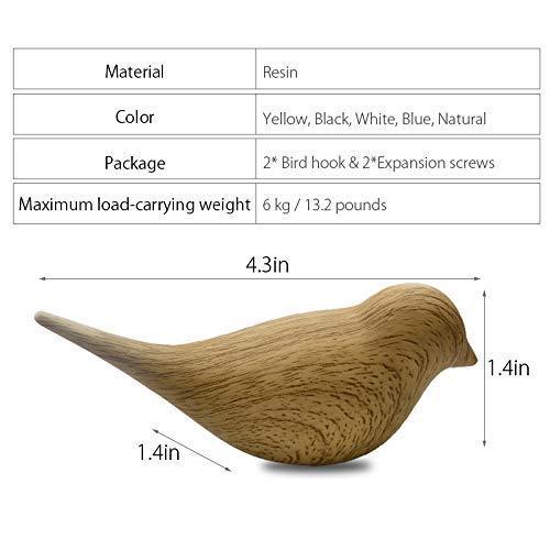 La La Pet 2Pcs 3D Creative Resin Bird Wall Hooks, Home Accessories Wall Decoration Towel Coat Hook Wall Hooks (Blue) Blue