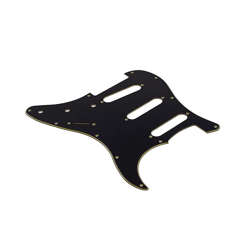 Alnicov SSS 11 Hole Strat Electric Guitar Pickguard for Standard Stratocaster Style Guitar Parts,3Ply Black