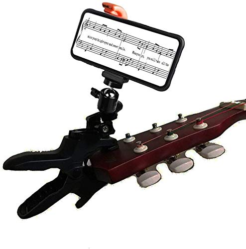 Universal Guitar Headstock Phone/Camera Clamp Clip Mount for All Smartphones and Gopro Action Cameras ~ Close Up Home Recording - Live Broadcast Bracket Clip - Work for Any Microphone Stands