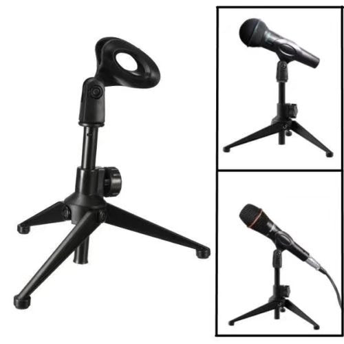 PaddSun Tripod Desktop Microphone Stand Holder with Mic Clip Adjustable Foldable for Live Broadcast Meetings Lectures Podcasts Video Studio