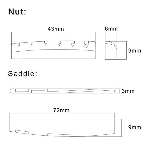 6 String Acoustic Guitar Bone Bridge Saddle and Nut Made of Real Bone Pack of 2 Sets 2 set Acousitc Bone Saddle and Nut