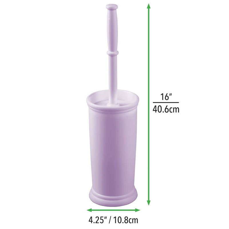 mDesign Compact Freestanding Plastic Toilet Bowl Brush and Holder for Bathroom Storage and Organization - Space Saving, Sturdy, Deep Cleaning, Covered Brush - Light Purple