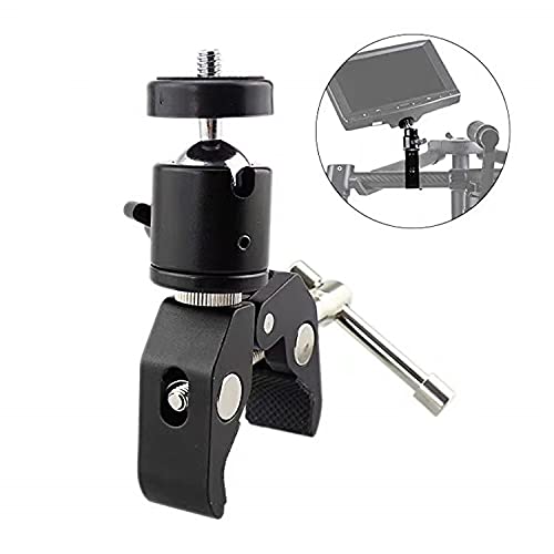 Donuts Super Clamp with Camera Clamp Mount Ball Head Clamp and Mini Ball Head Hot Shoe Mount Adapter with 1/4'' -20 Tripod Screw for Monitor, LED Lights, Flash Light,Microphone super clamp with mini ball head