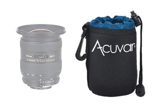3-Pack ACUVAR Soft Neoprene Lens Pouch for DSLR Lenses (Small, Medium and Large) f/Canon, Nikon, Pentax, Olympus, Sony, Panasonic, Nikkor w/Drawstring, Water Resistant