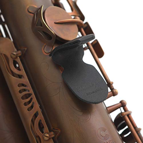 CIELmusic Saxophone Thumb Rest Cushion, Saxophone Thumb Pad, Saxophone Thumb Protector, Alto/Tenor Saxophone, Soft Durable Leather, Handmade, black