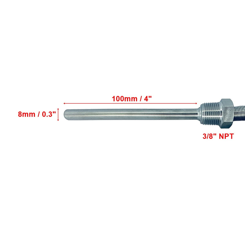 Thermocouple K Type Probe Temperature Sensors with 3/8” NPT Threads and 2m Lead