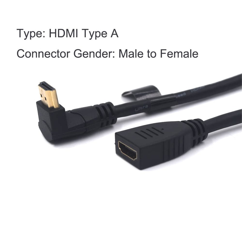 Kework 15cm HDMI 8K Extension Cable, Down Angle HDMI Male to HDMI Female Extender Adapter Cable, HDMI 2.1 Version Ultra HD Shield Cord, Support 8K@60HZ 4K@120HZ(Down Angle AM-FM) Down Angle AM-FM