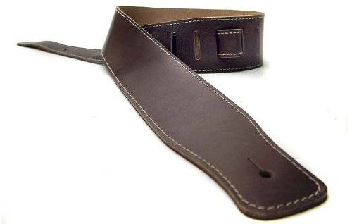 British Handmade Real Leather Guitar Strap: Finest Deluxe Italian Nappa Leather, 130cm long Guitar Belt - Suits Electric, Bass or Acoustic Instruments (inc Semi/Electro) Brown 1.3m (Deluxe Plain)