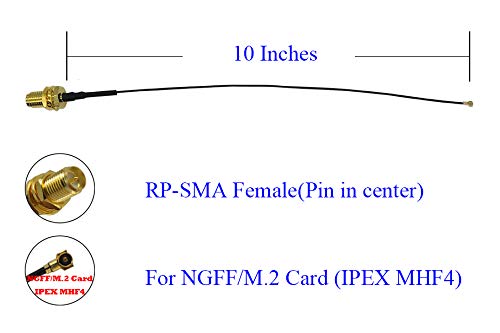 WiFi Antenna 8dBi RP-SMA Male 2.4Ghz 5.8Ghz Dual Band + 10in U.FL IPEX MHF4 to RP SMA Female Extension Cable for M.2 NGFF + Computer Back Slot Cover Bracket MHF4 Antenna with Slot Cover Bracket