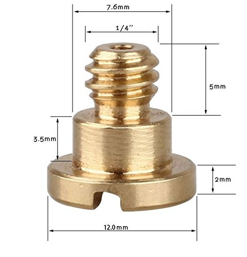 CamDesign 2 Pieces Brass 1/4" Screw for Camera Leather case Tripod Hole Connector
