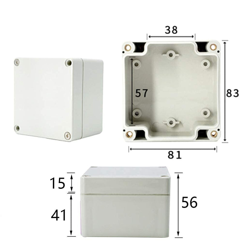 Heyiarbeit ABS Plastic Dustproof Waterproof IP67 Junction Box Universal Electrical Project Enclosure 3.27" x 3.19" x 2.20" 83x81x56mm