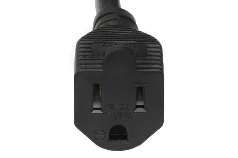 SF Cable 1ft 14/3 AWG Ultra Low Profile NEMA 5-15P Right Angle to NEMA 5-15R Power Cord, Black