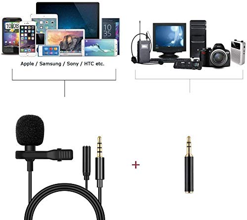 [AUSTRALIA] - Lavalier Lapel Microphone with Headphone Adapter - Mini Condenser Clip-on Lapel Mic for Recording YouTube/Tiktok/Interview/Podcast/Vlog/,Live Streaming, Video Recording,Webcast,Online Teaching w/ headphone jack 